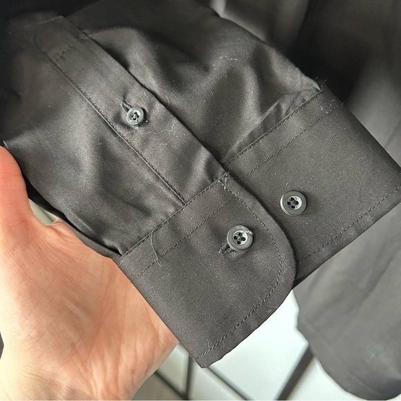 [17.5] George Men’s Classic Black Business Casual Long Sleeve Button Down Shirt - Picture 6 of 9